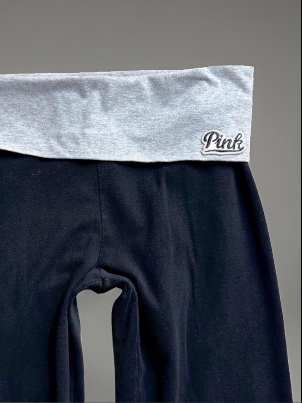 Womens Pink Yoga y2k Fold over Pants size L Large Black Gray White Victoria's